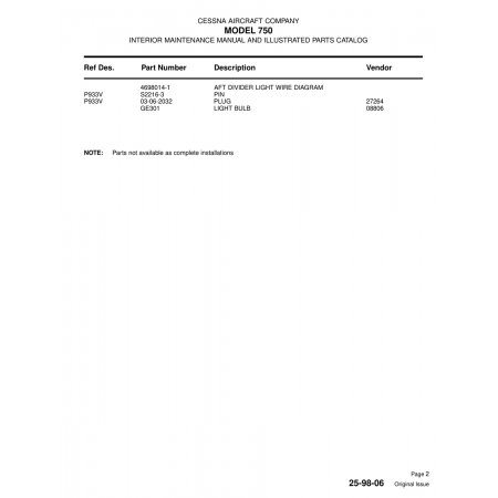 Aviation Part (GE301) — Cessna 750 Aviation Part (GE301) — Cessna 750