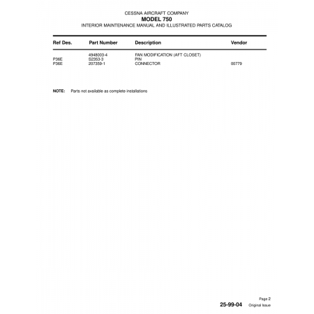 Aviation Part (4948003-4) — Cessna 750 Aviation Part (4948003-4) — Cessna 750