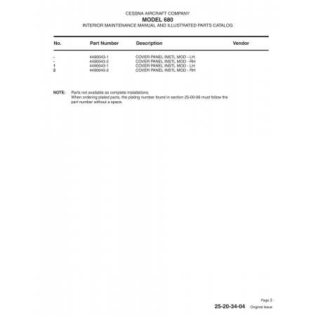 Aviation Part (4490043-1) — Cessna 680