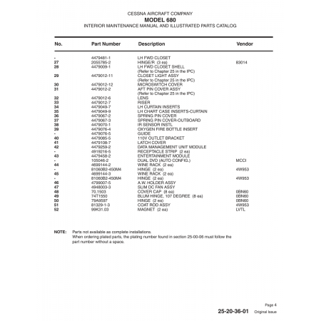Aviation Part (4479076-4) — Cessna 680 Aviation Part (4479076-4) — Cessna 680