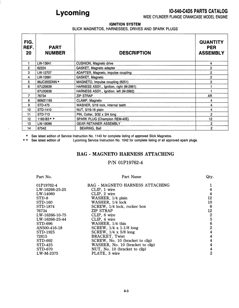 Parts Catalog 10-540-C4D5
