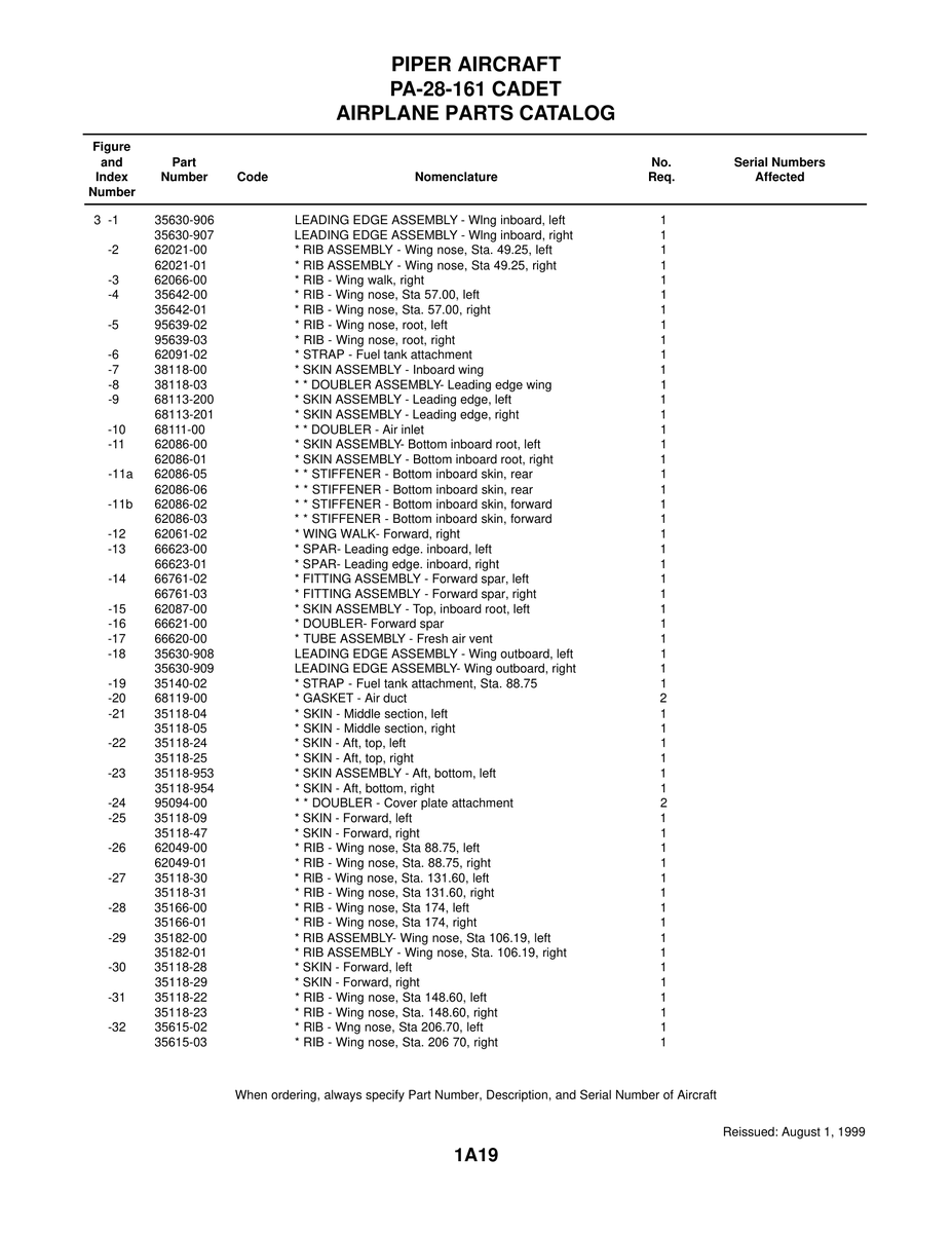 Aviation Part 68113-200 for Piper PA-28-161 Aircraft