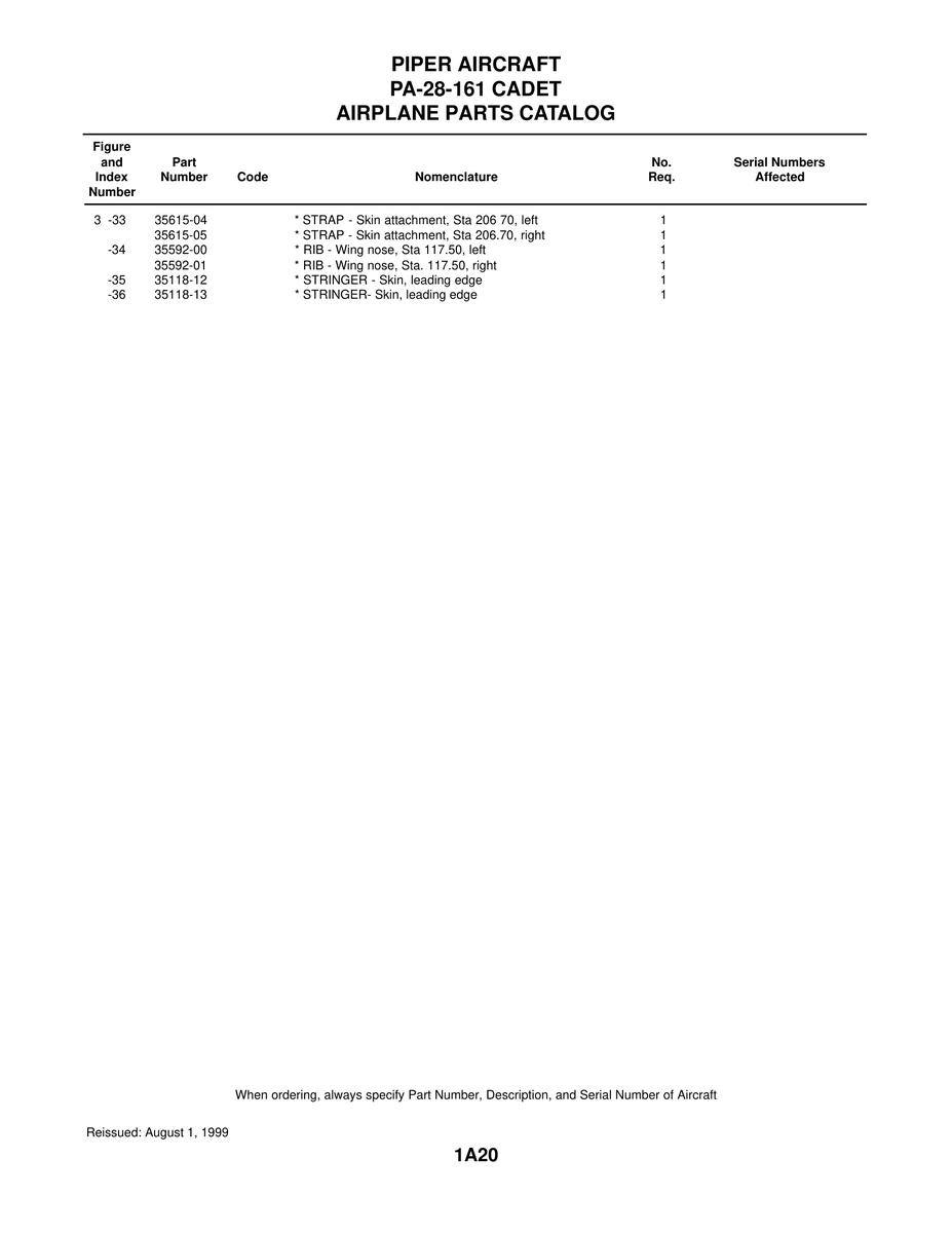 Aviation Part 35118-13 for Piper PA-28-161 Warrior Aircraft