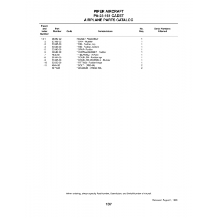 Aviation Part (63544-00) — Piper PA-28-161 Aviation Part (63544-00) — Piper PA-28-161