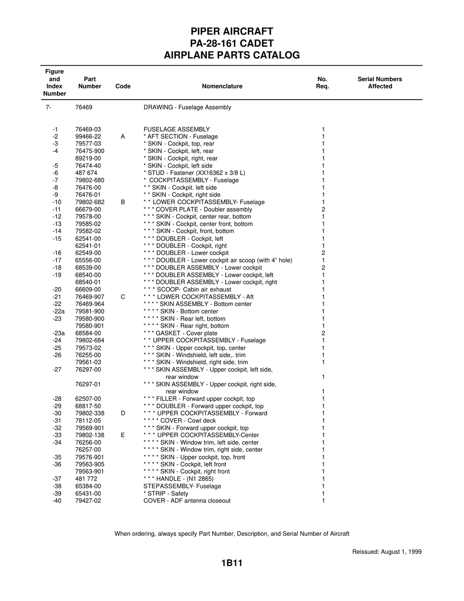 Aviation Part 68584-00 for Piper PA-28-161 Aircraft
