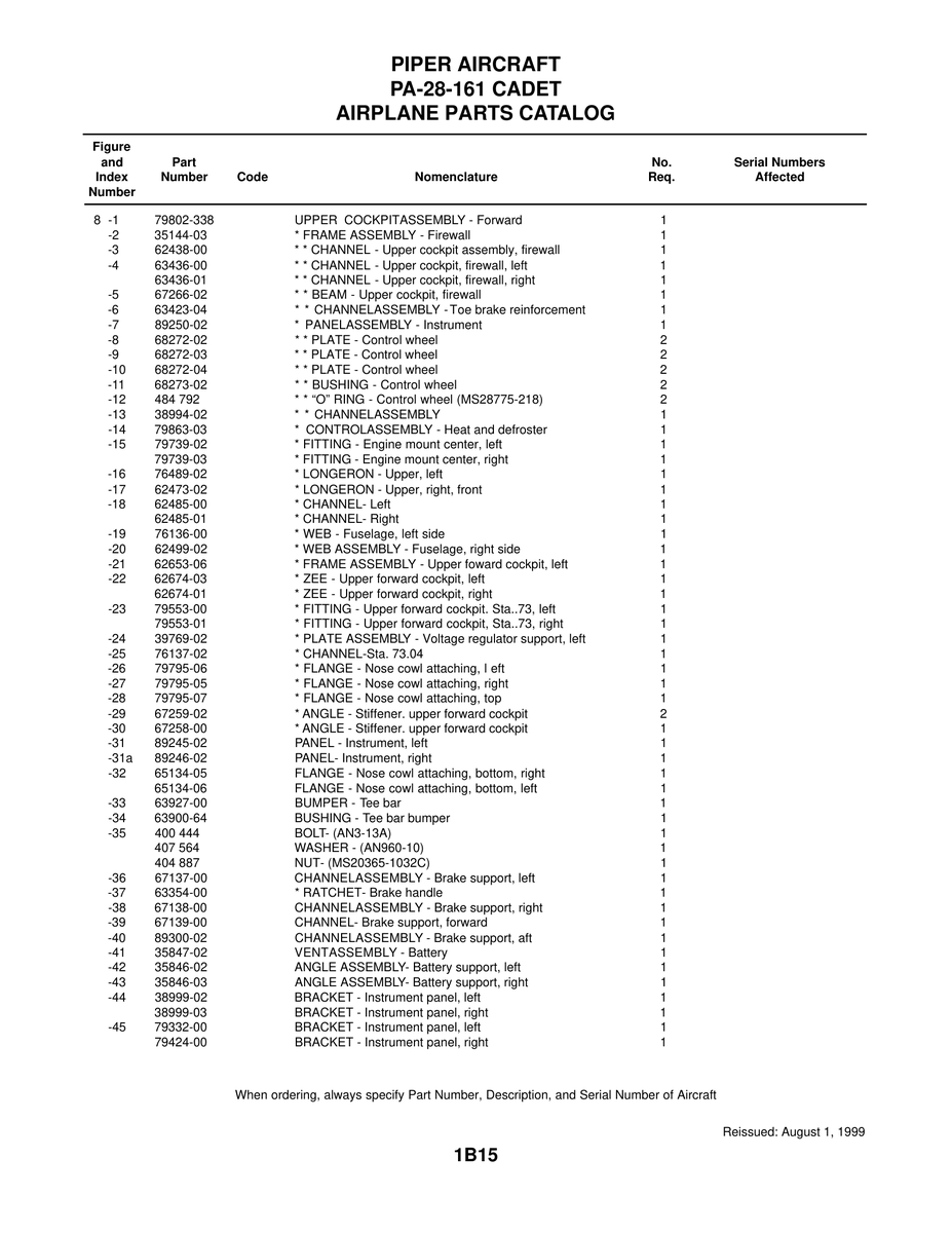 Aviation Part 76489-02 for Piper PA-28-161 Aircraft