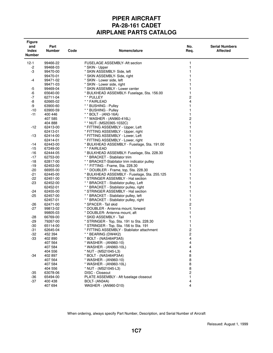 Aviation Part 99469-04 for Piper PA-28-161 Aircraft