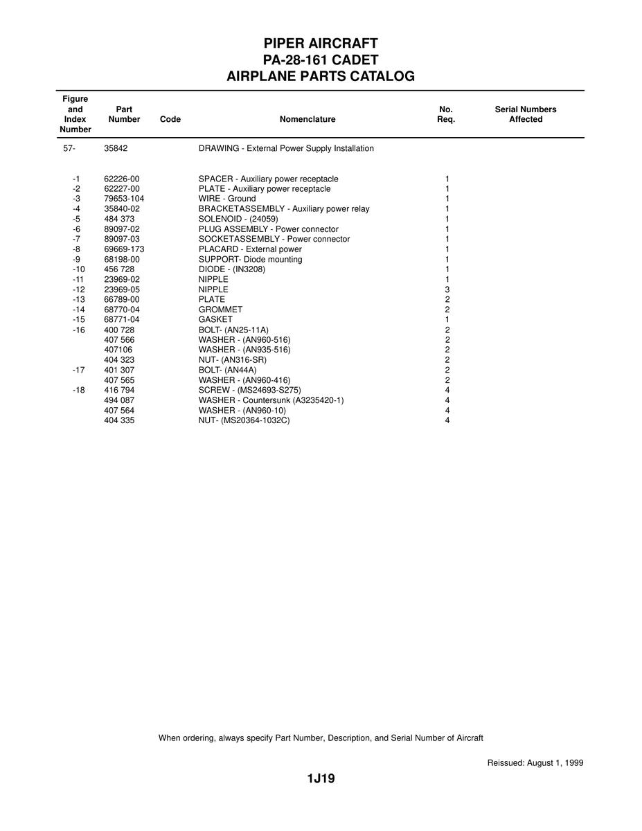 Aviation Part 68198-00 for Piper PA-28-161 Aircraft