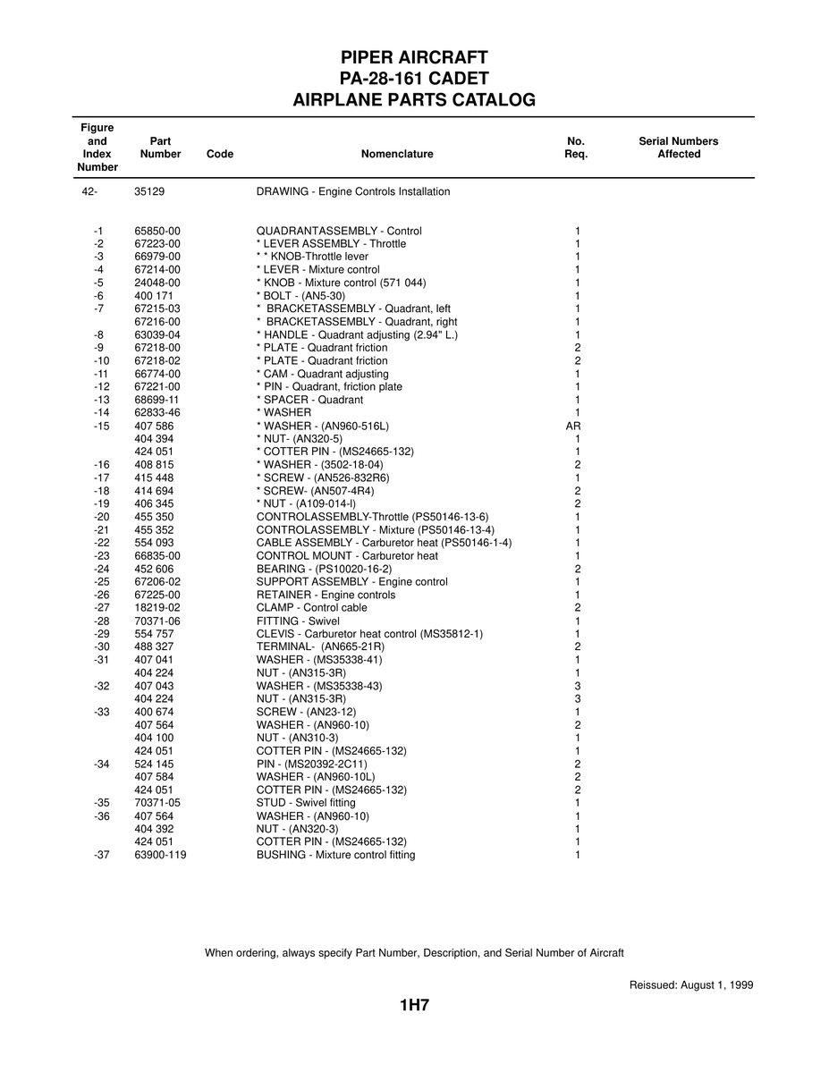 Aviation Part 68699-11 for Piper PA-28-161 Aircraft