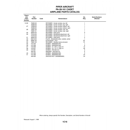 Aviation Part (69219-00) — Piper PA-28-161 Aviation Part (69219-00) — Piper PA-28-161