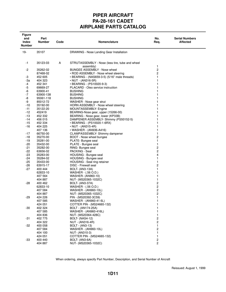 Aviation Part 85012-72 for Piper PA-28-161 Aircraft