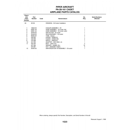 Aviation Part (63901-49) — Piper PA-28-161 Aviation Part (63901-49) — Piper PA-28-161