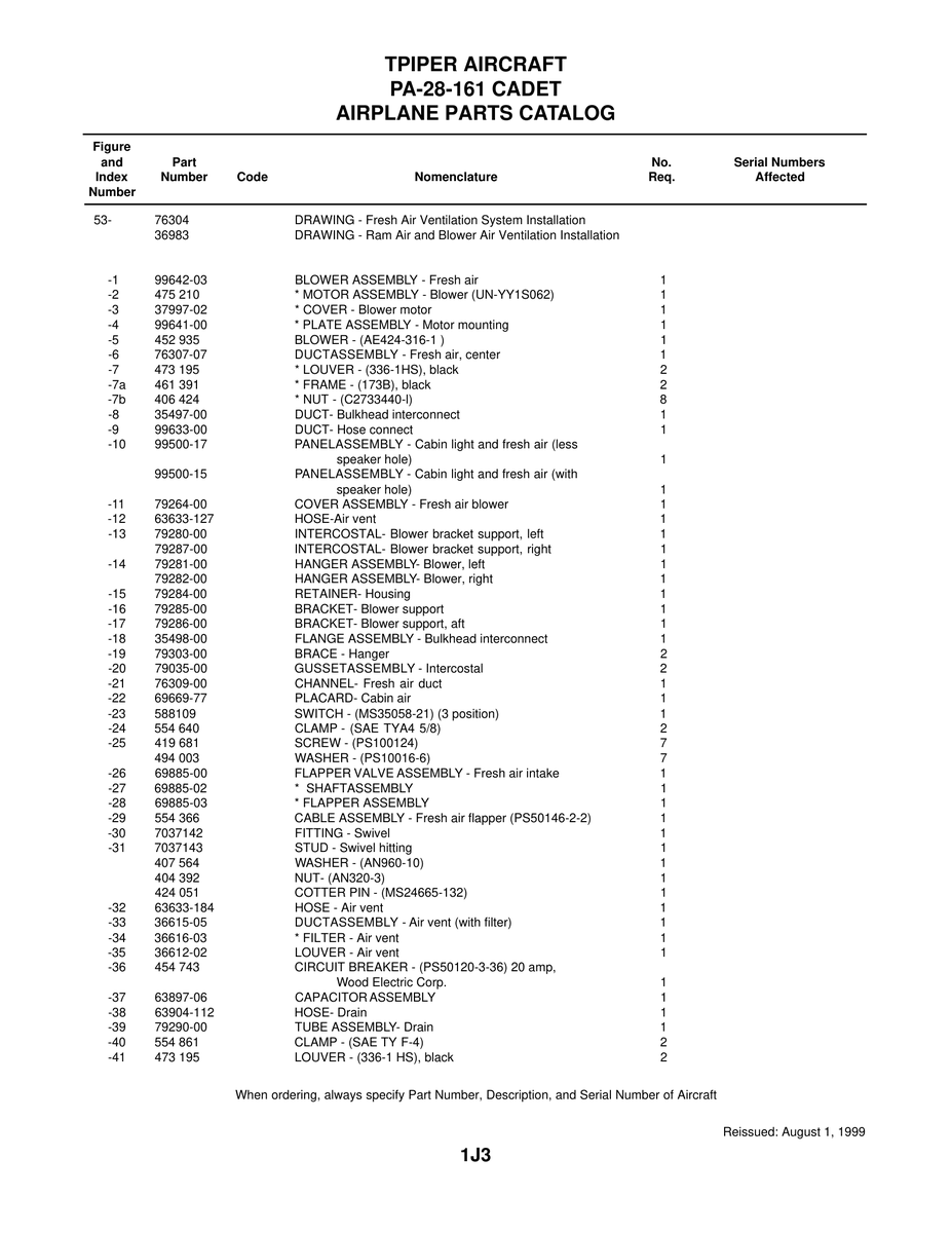 Aviation Part 99633-00 for Piper PA-28-161 Aircraft
