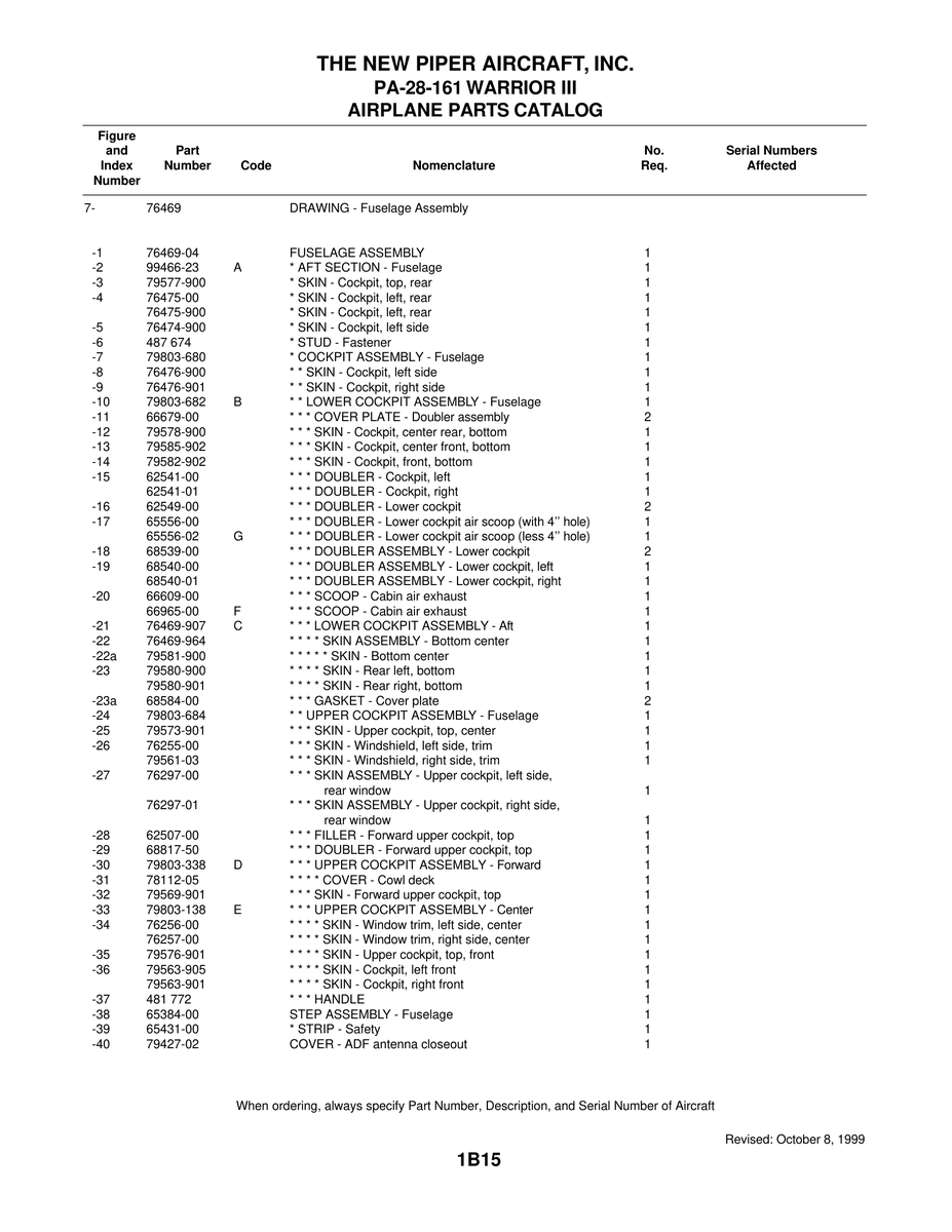 Aviation Part 99466-23 for Piper PA-28-161 Warrior Aircraft