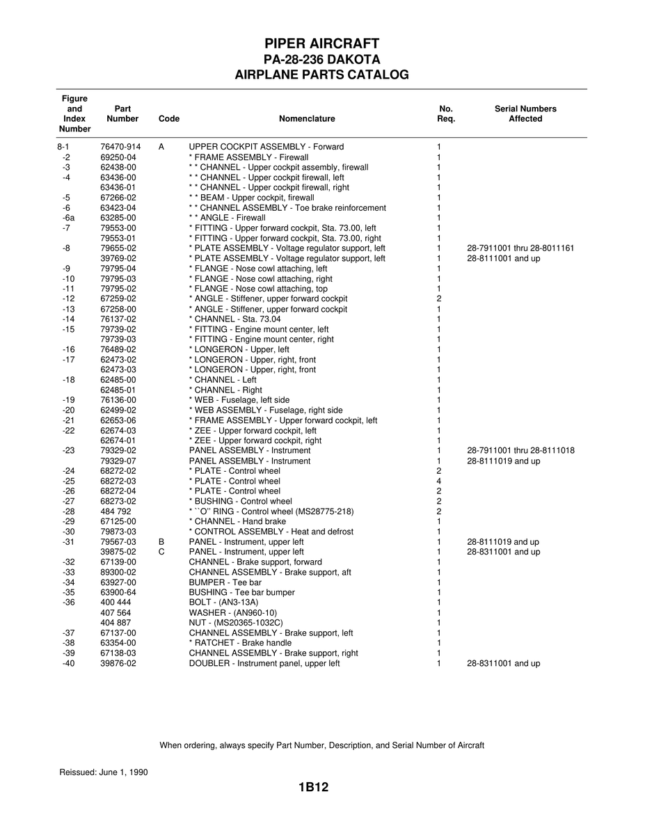Aviation Part 79329-02 for Piper PA-28 Cherokee Aircraft