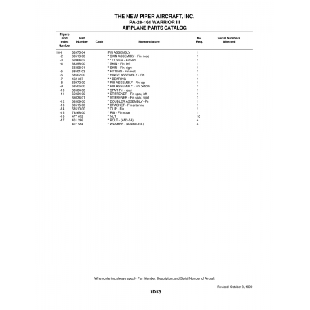 Aviation Part (66964-02) — Piper PA-28-161 Warrior Aviation Part (66964-02) — Piper PA-28-161 Warrior