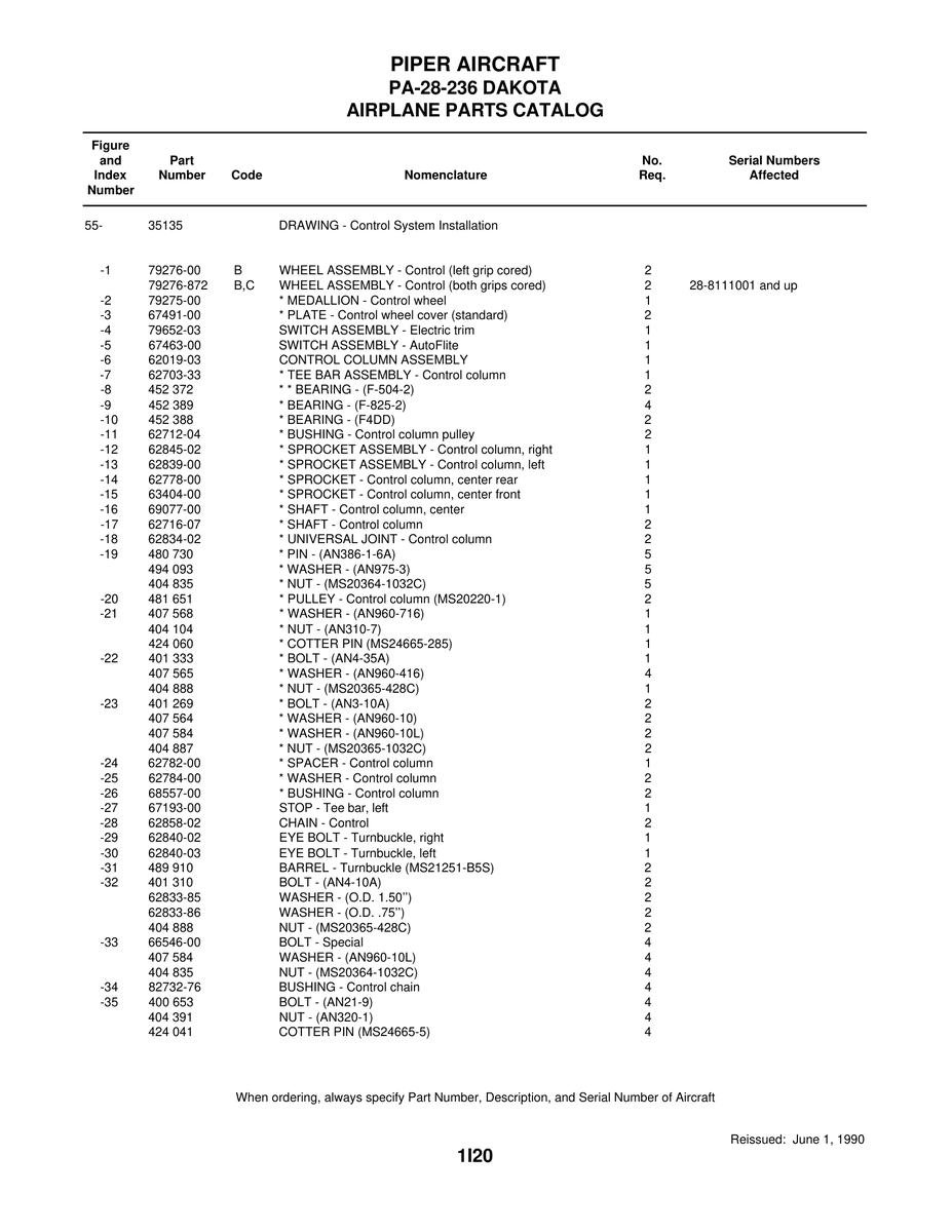 Aviation Part 79652-03 for Piper PA-28-236 Dakota Aircraft