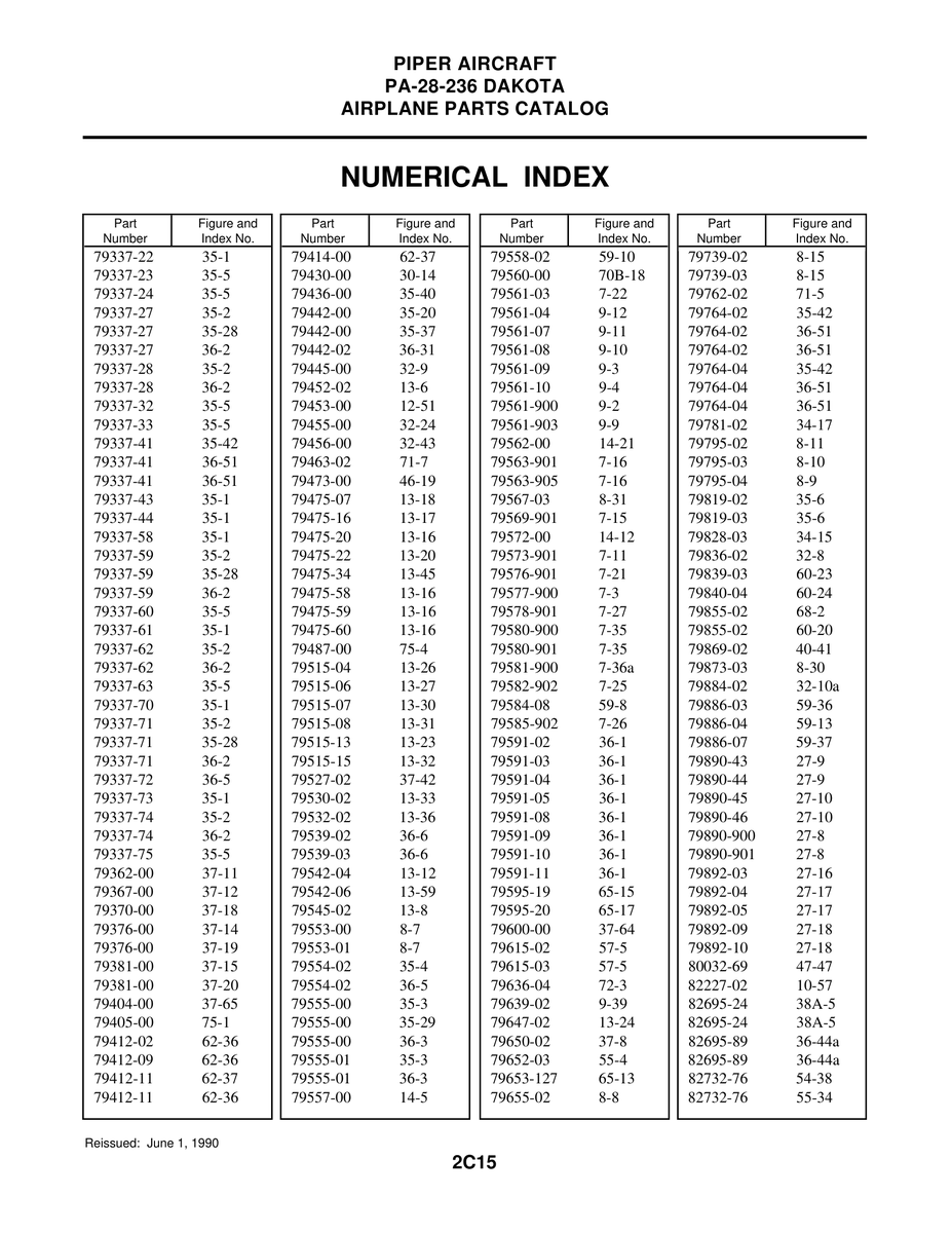Aviation Part 79653-127 for Piper PA-28-236 Dakota Aircraft