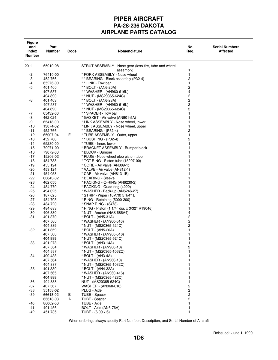 Aviation Part 86062-56 for Piper PA-28 Cherokee Aircraft