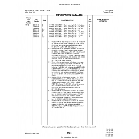 Aviation Part (65920-00) — Piper PA-28 Cherokee