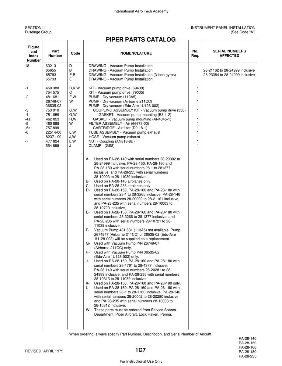 Aviation Part 22514-00 for Piper PA-28 Cherokee Aircraft