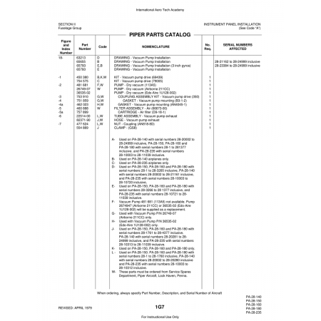 Aviation Part (82371-90) — Piper PA-28 Cherokee