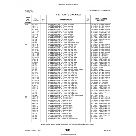 Aviation Part (99114-11) — Piper PA-28 Cherokee Aviation Part (99114-11) — Piper PA-28 Cherokee