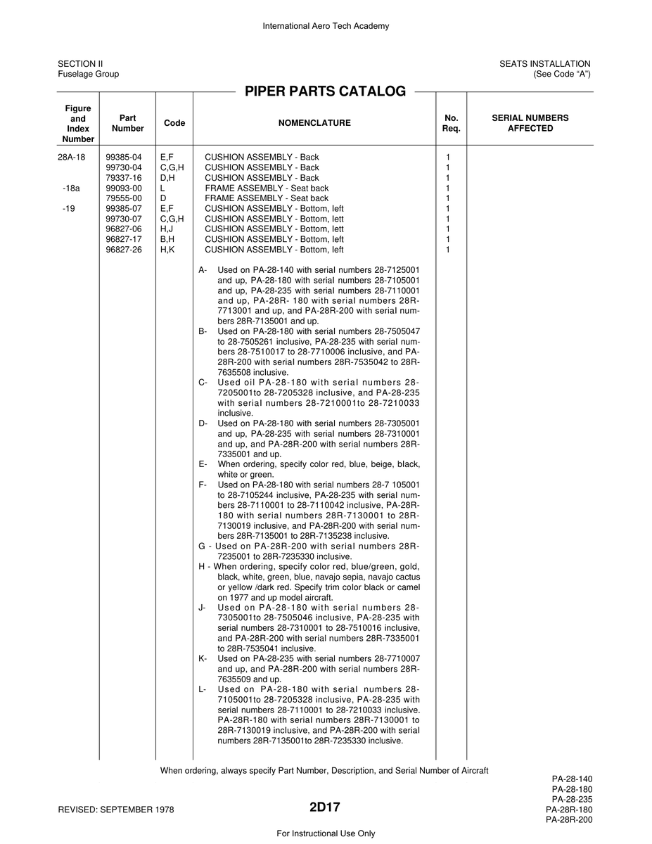 Aviation Part 96827-06 for Piper PA-28 Cherokee Aircraft