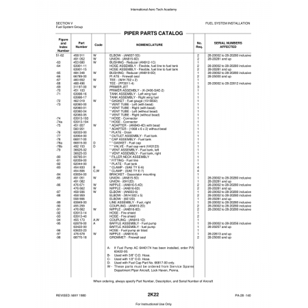 Aviation Part (63954-00) — Piper PA-28 Cherokee