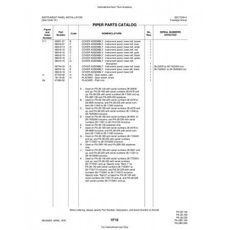 Aviation Part (67490-02) — Piper PA-28 Cherokee