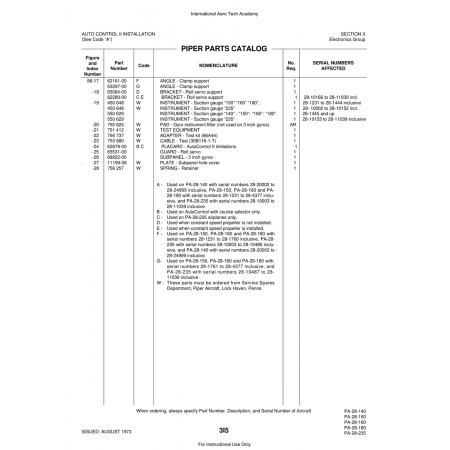 Aviation Part (62280-00) — Piper PA-28 Cherokee Aviation Part (62280-00) — Piper PA-28 Cherokee