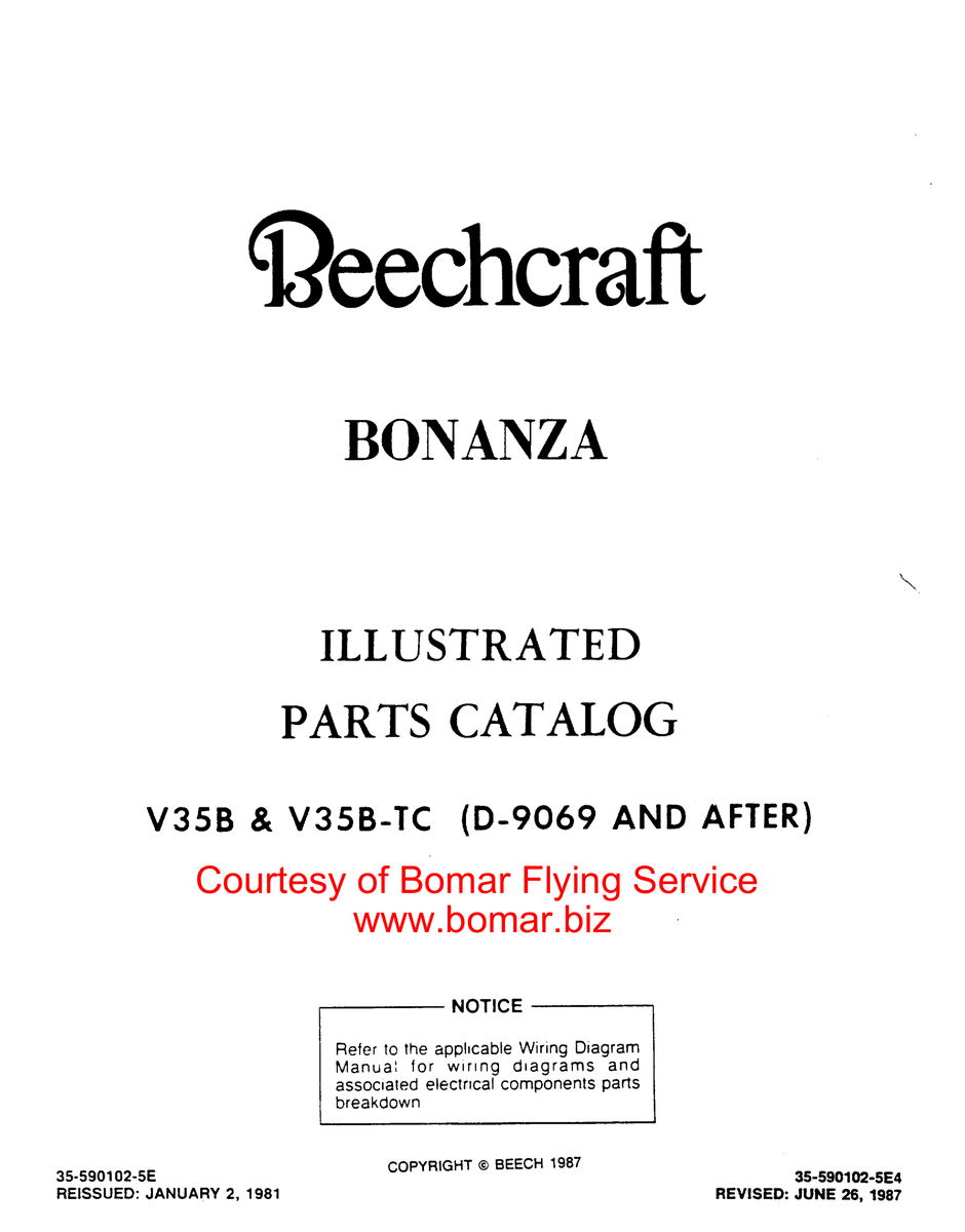 Aviation Part 35-590102-5E for Beechcraft V35 Aircraft