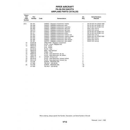 Aviation Part (63185-06) — Piper PA-28-161 Warrior Aviation Part (63185-06) — Piper PA-28-161 Warrior
