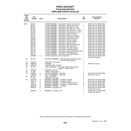 Aviation Part (28-7911001thru) — Piper PA-28-236 Dakota