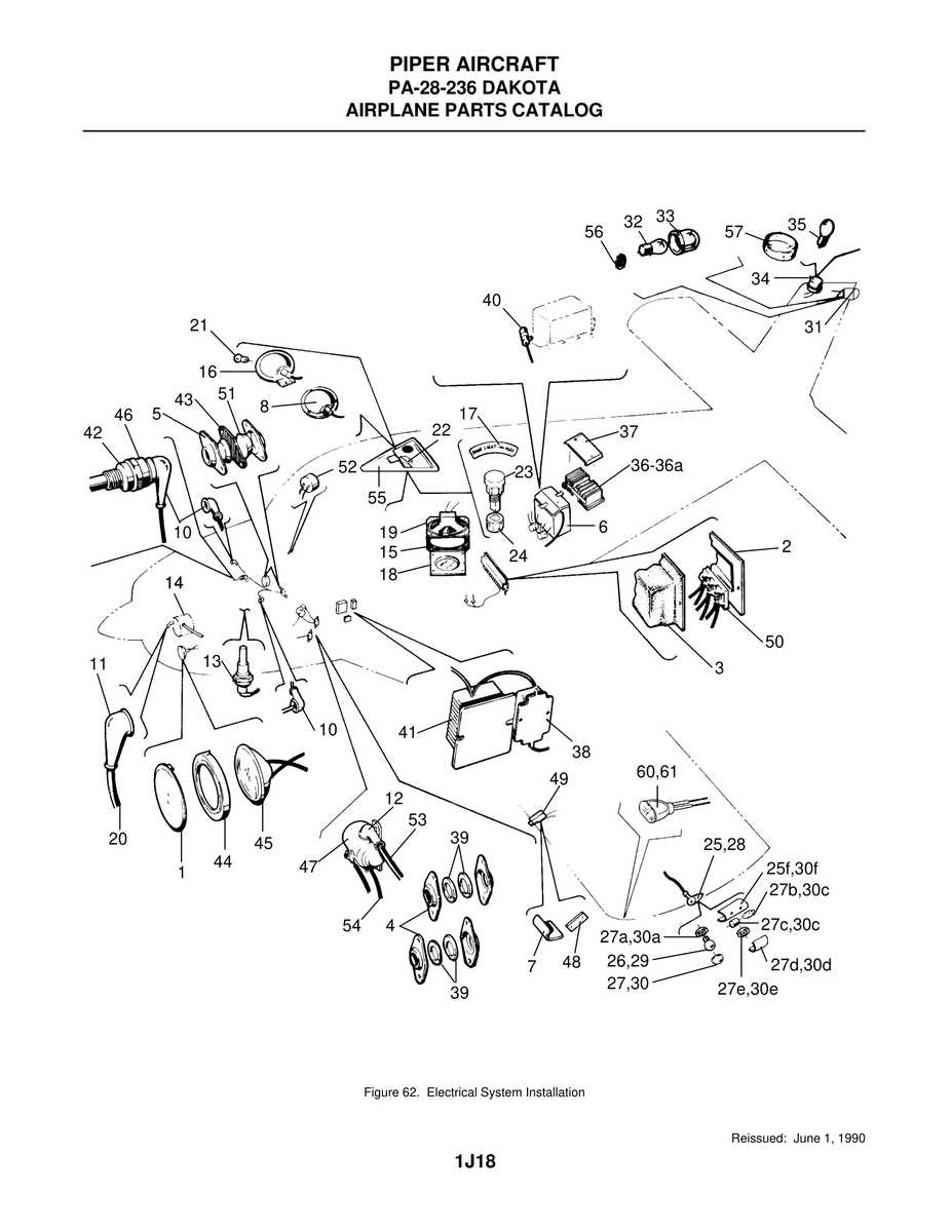 Electrical System Installation 36-36a for Piper PA-28-236 Dakota Aircraft