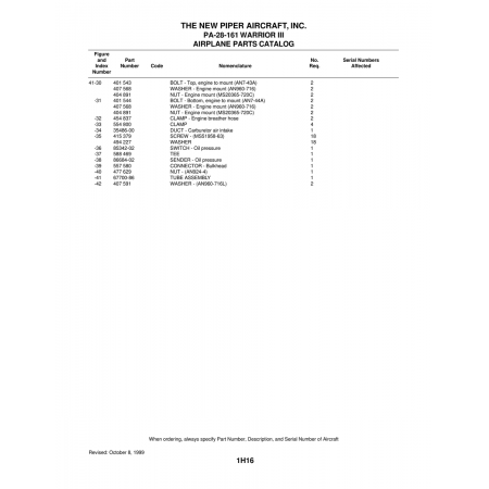 Aviation Part (85342-02) — Piper PA-28-161 Warrior