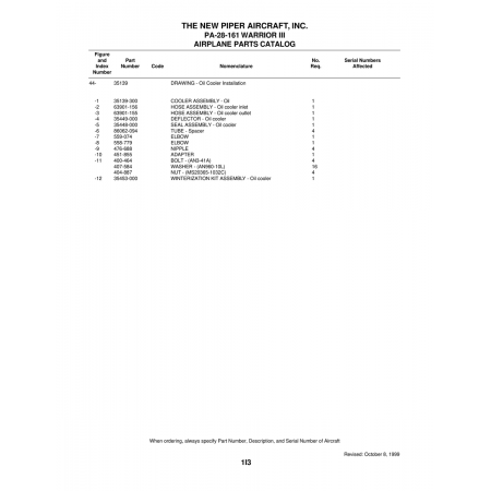 Aviation Part (558-779) — Piper PA-28-161 Warrior Aviation Part (558-779) — Piper PA-28-161 Warrior