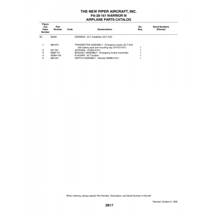 Aviation Part (99887-07) — Piper PA-28-161 Warrior