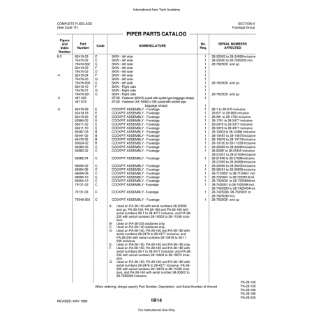 Aviation Part (62419-18) — Piper PA-28 Cherokee