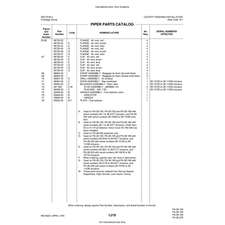 Aviation Part (65735-03) — Piper PA-28 Cherokee