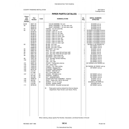 Aviation Part (66788-05) — Piper PA-28 Cherokee Aviation Part (66788-05) — Piper PA-28 Cherokee