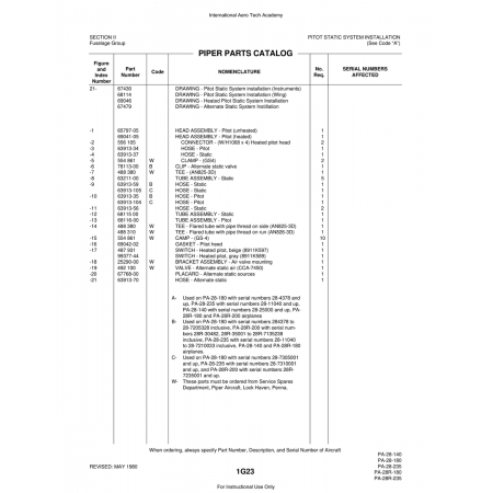 Aviation Part (63913-56) — Piper PA-28 Cherokee