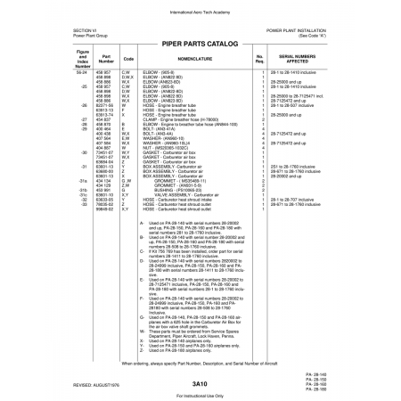 Aviation Part (63601-13) — Piper PA-28 Cherokee