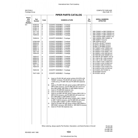 Aviation Part (67250-12) — Piper PA-28 Cherokee