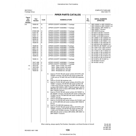 Aviation Part (76299-00) — Piper PA-28 Cherokee