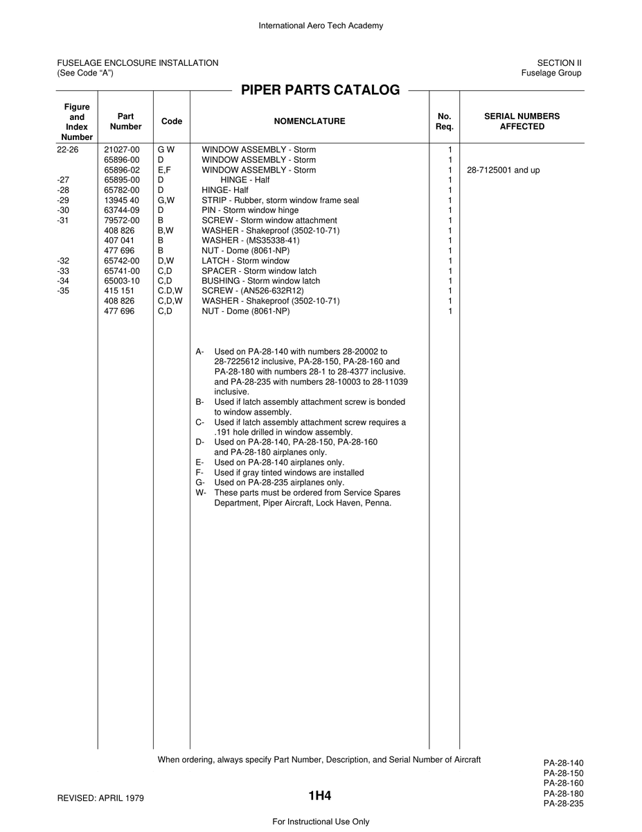 Aviation Part 21027-00 for Piper PA-28 Cherokee Aircraft