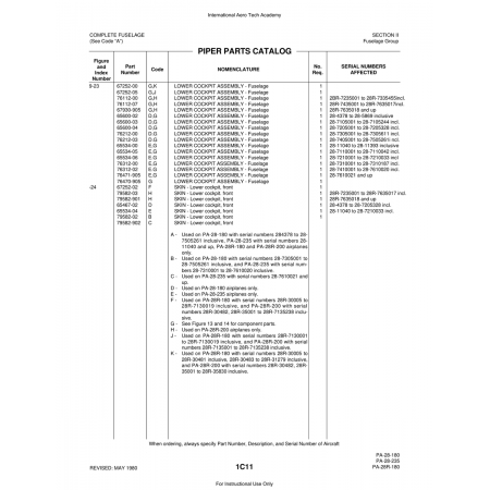 Aviation Part (79582-901) — Piper PA-28 Cherokee