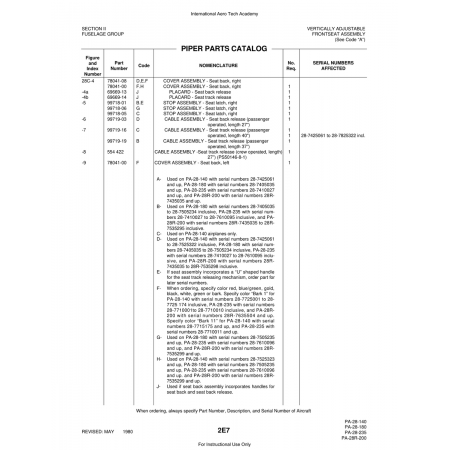 Aviation Part (99719-19) — Piper PA-28 Cherokee