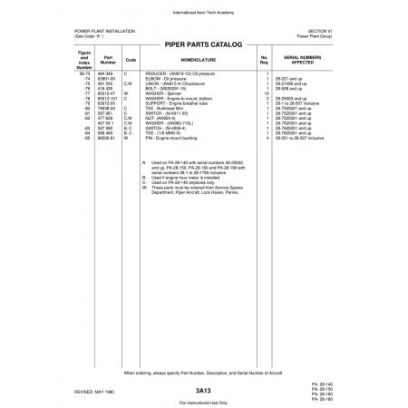 Aviation Part (63672-00) — Piper PA-28 Cherokee Aviation Part (63672-00) — Piper PA-28 Cherokee