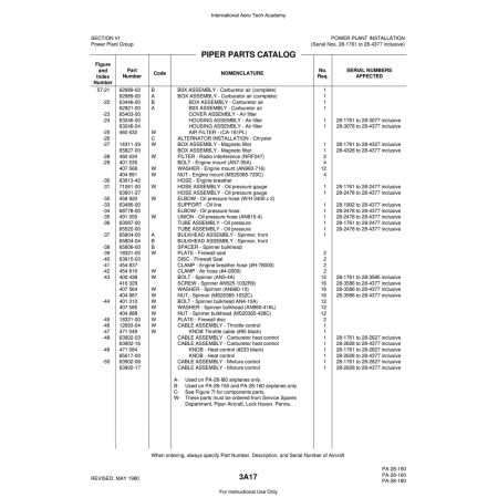 Aviation Part (62921-00) — Piper PA-28 Cherokee